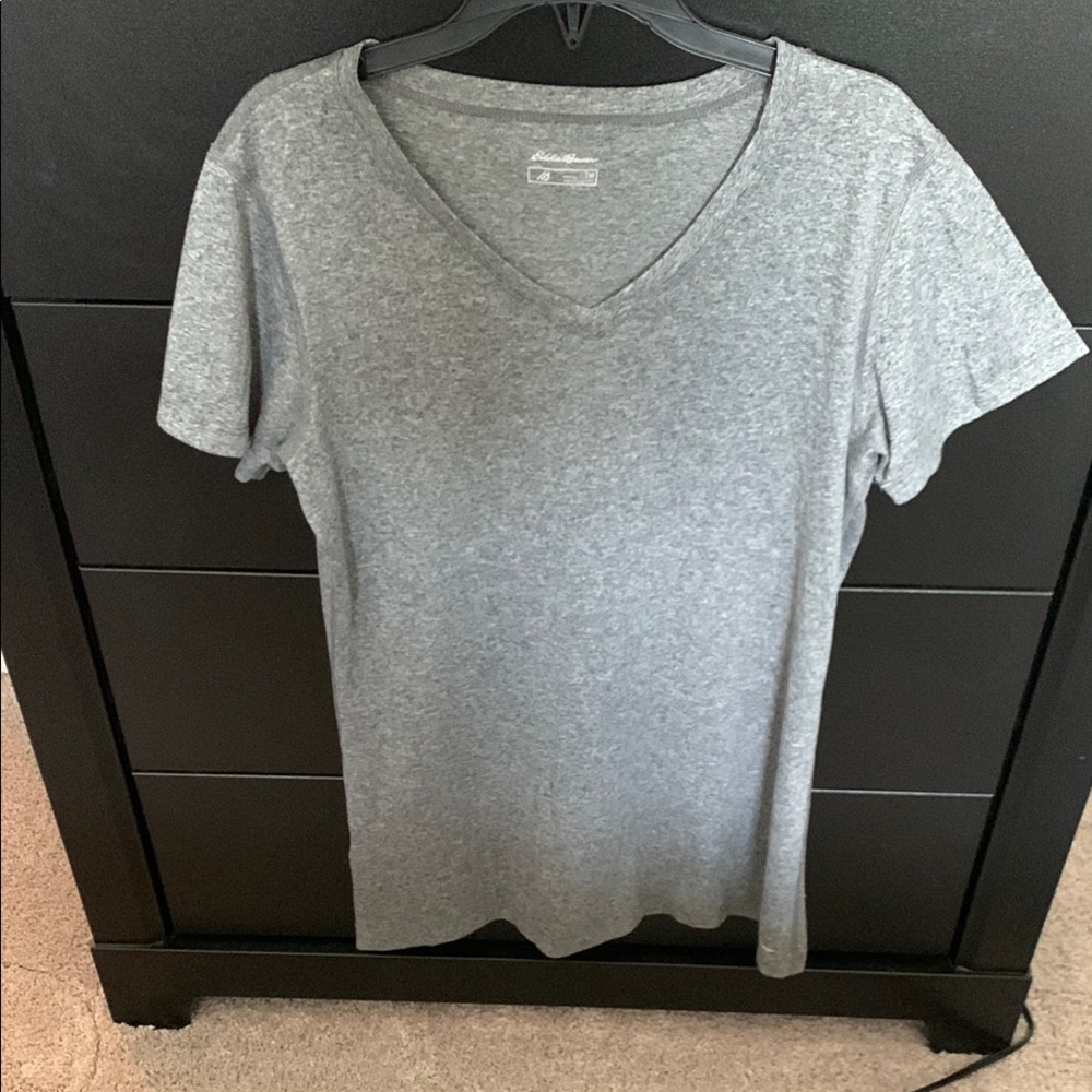 Eddie Bauer Gray Fitted Short Sleeve Tee